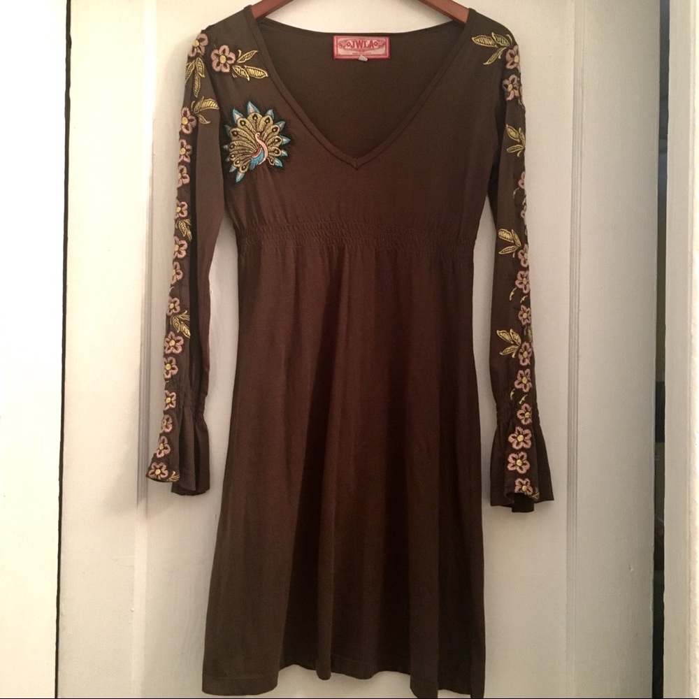 Johnny Was boho dress, signature floral embroidery